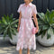 Robin Belted Short Sleeve Lace Midi Dress